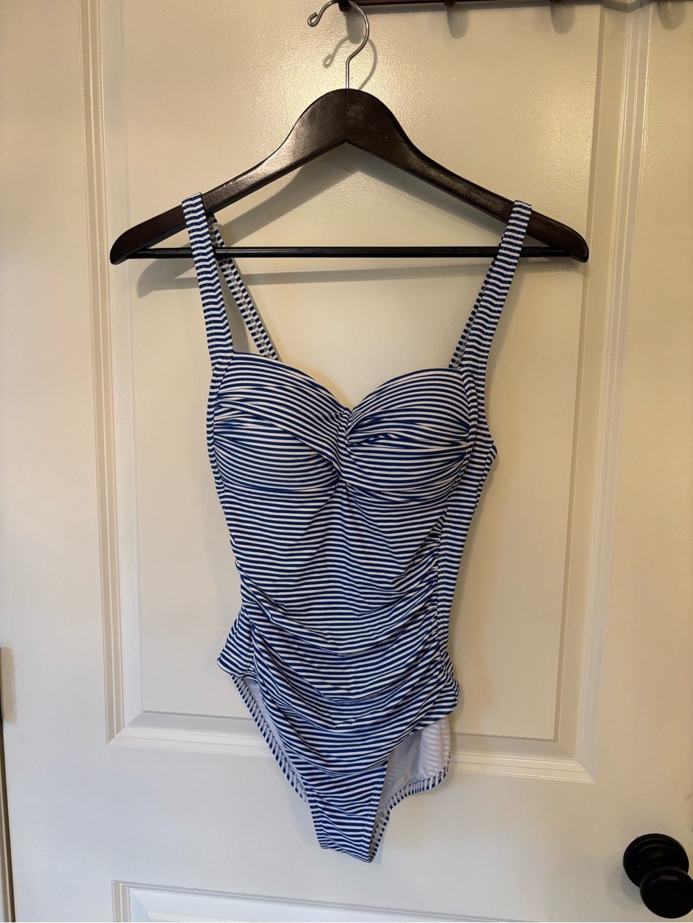 Nip Tuck Swim Blue and White Striped Womens One-Piece Swimsuit